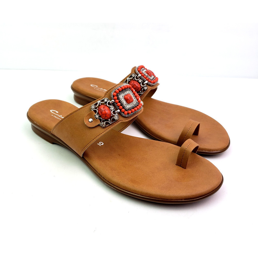 Contesa Mohana Womens Size 10 Luggage Red Slip On Fashion Casual Sandals